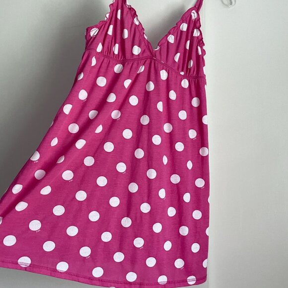 I Only Sleep In PINK Victoria's Secret Retro Polka Dot Babydoll Nightgown Size L - Picture 8 of 15